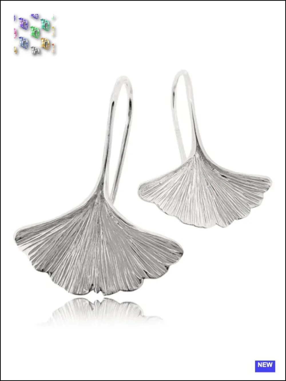 925 Sterling Silver Ginkgo Leaf Dangle Stud Earrings